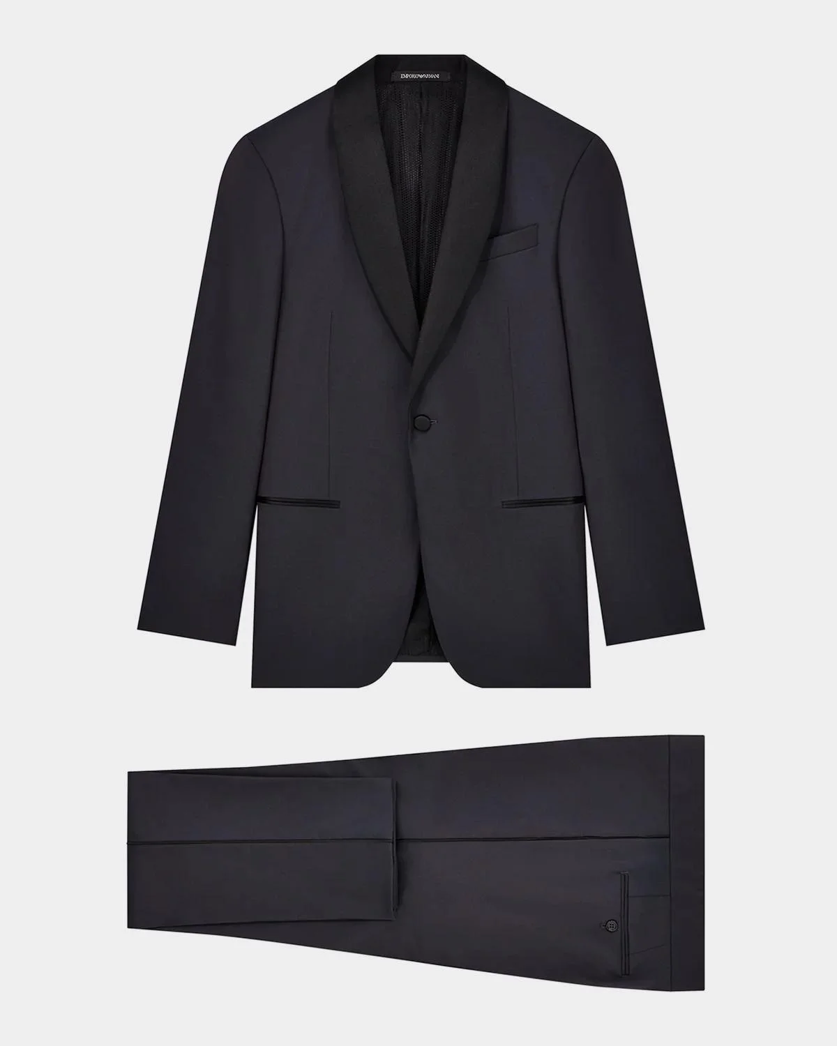 Men's Wool Stretch Tuxedo with Satin Shawl Lapels - 1
