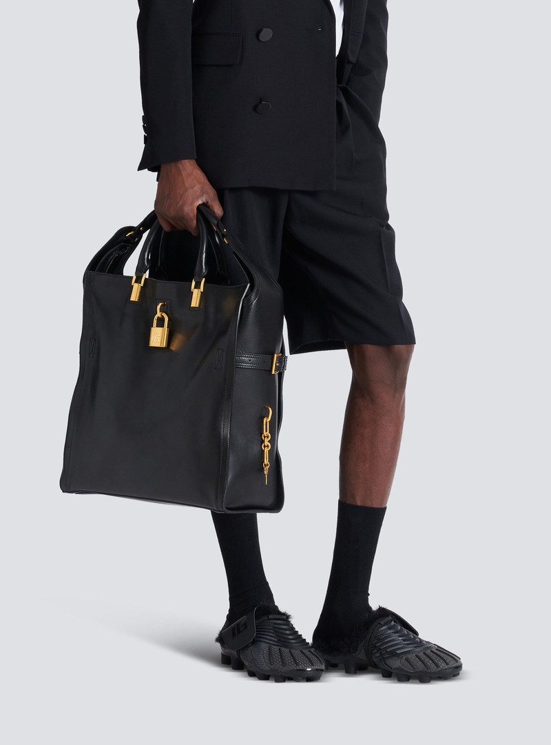 Pulse Large waxed calfskin leather tote bag 9