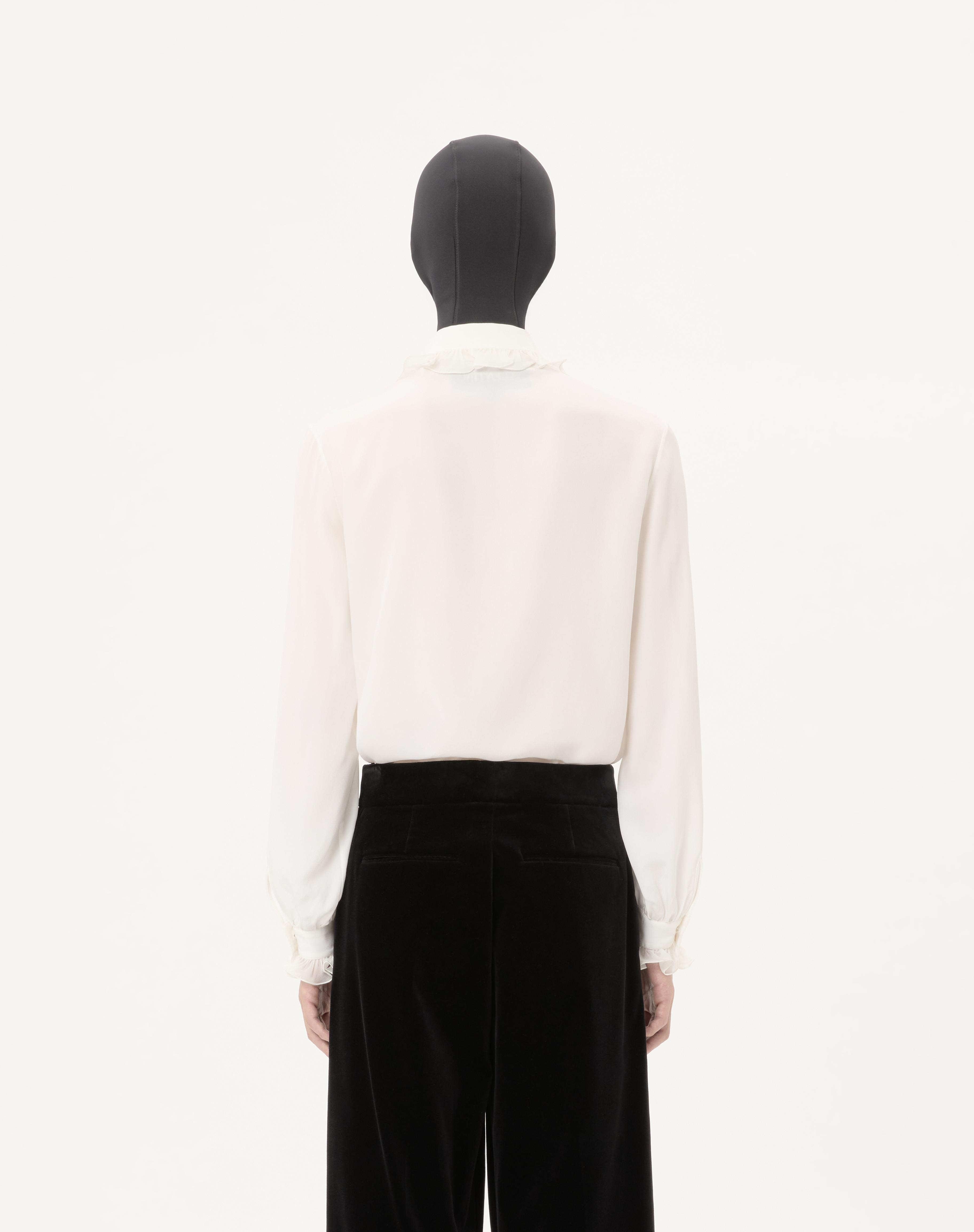VALENTINO CREPE DE CHINE SILK SHIRT WITH RUFFLES - 7