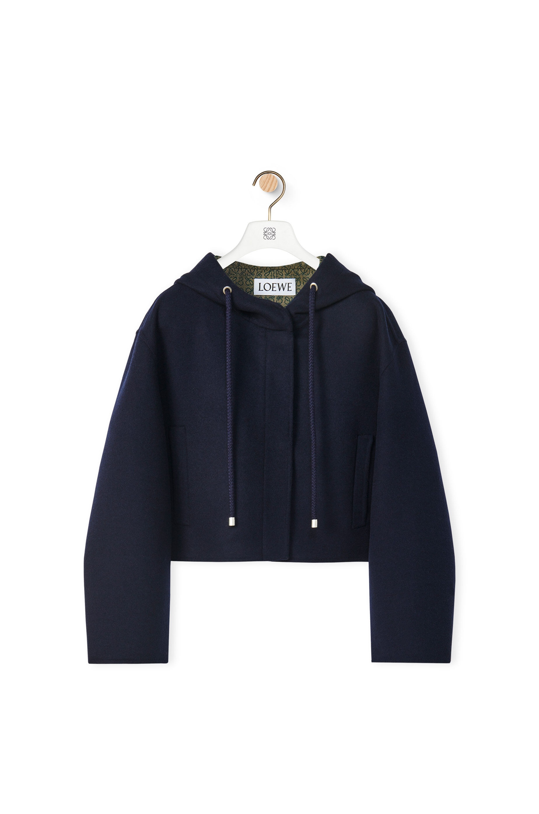 Anagram jacquard hooded jacket in wool - 1
