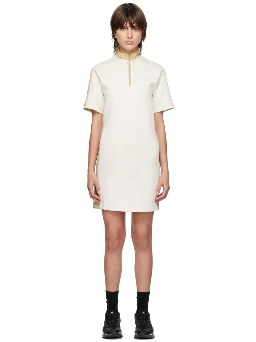 Off-White Mock Neck Minidress - 1