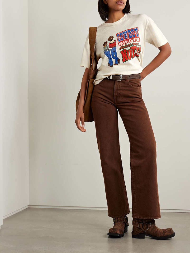 RE/DONE Boyfriend printed cotton-jersey T-shirt Off-white outlook