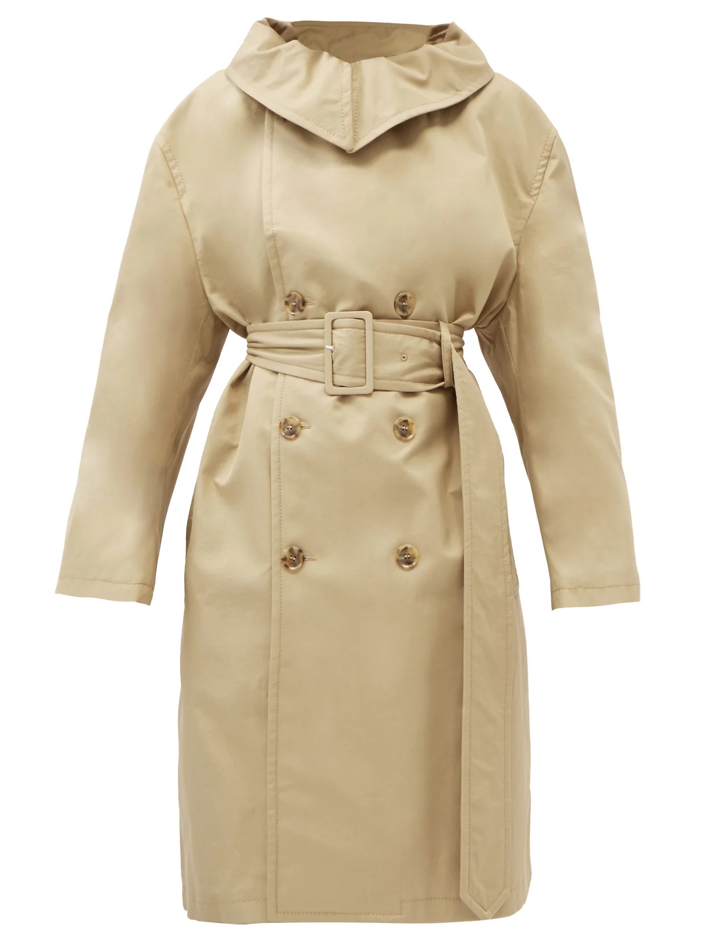 Convertible-collar cotton-gabardine trench coat - 1