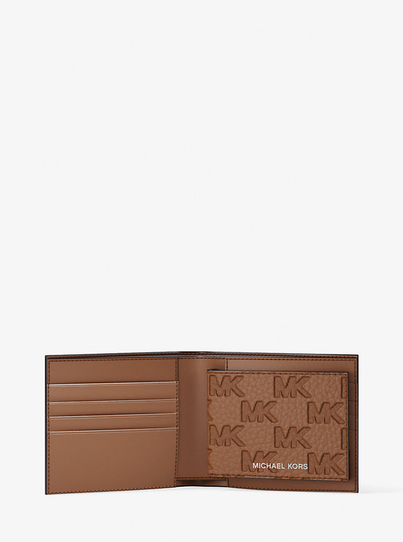 MICHAEL KORS Hudson Logo Embossed Leather Billfold Wallet and Passcase outlook