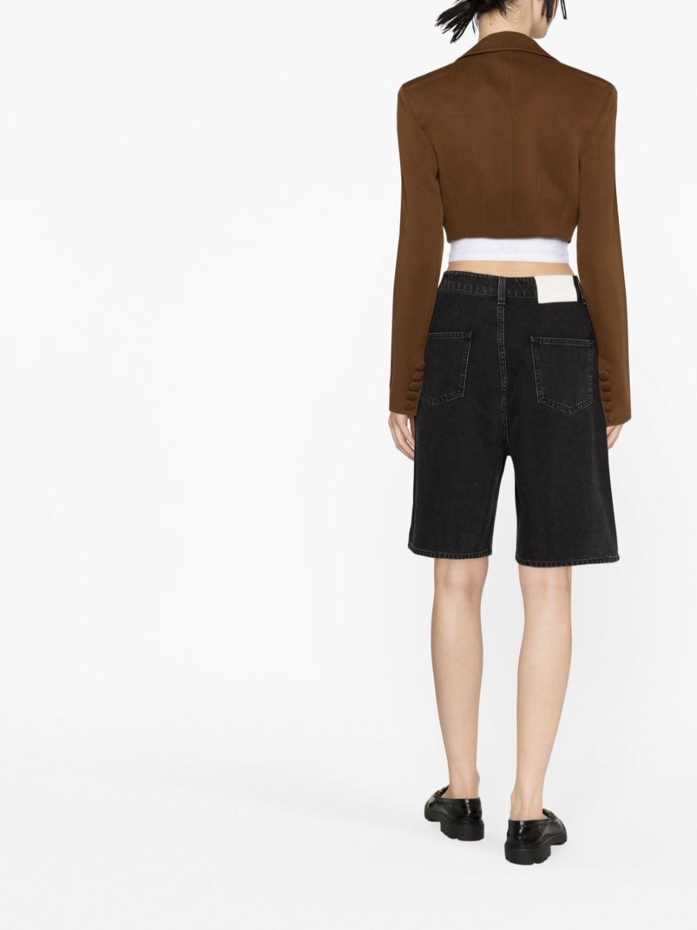 washed denim organic cotton shorts - 4