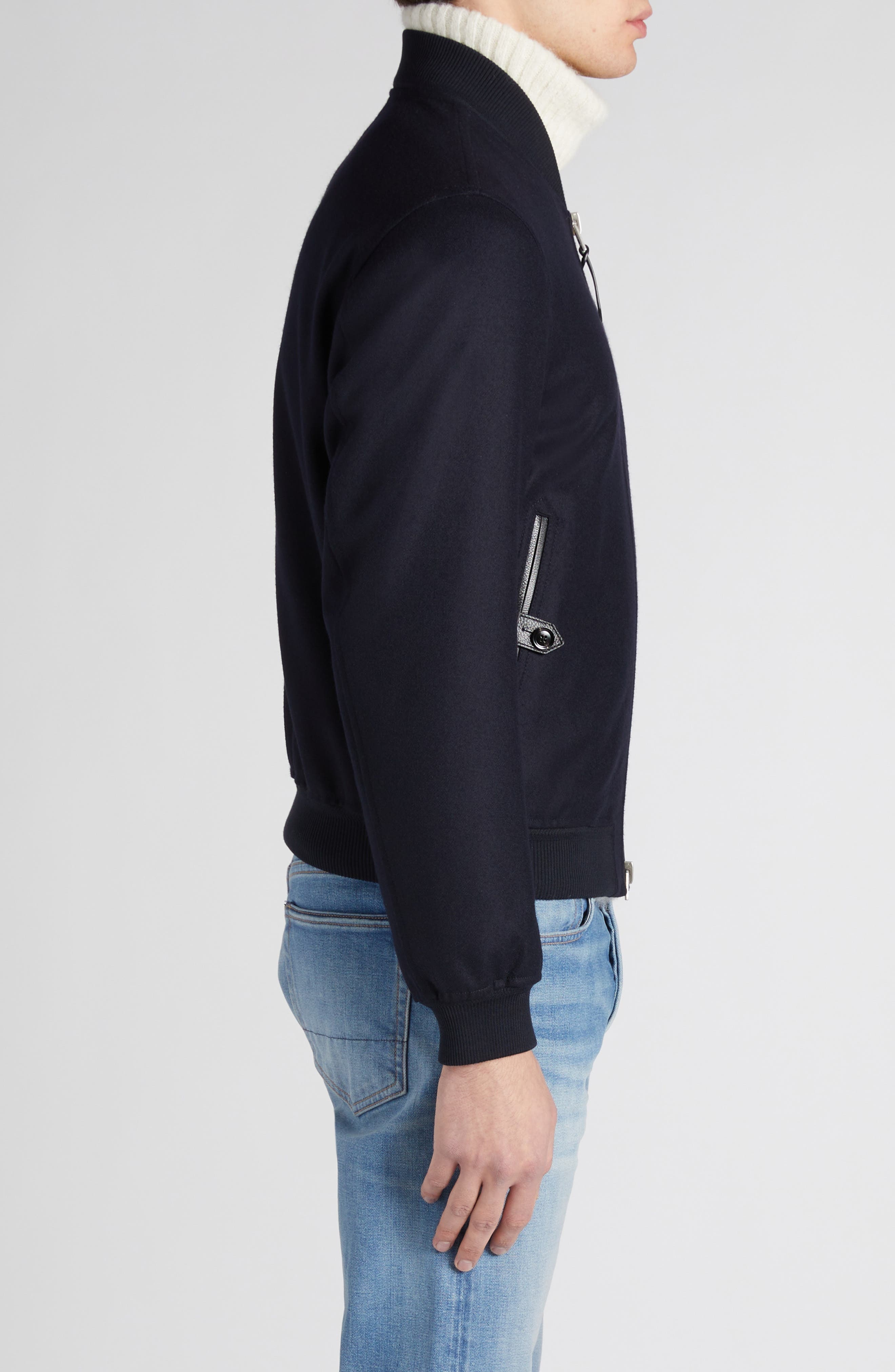 TOM FORD Light Felt Bomber Jacket in Navy at Nordstrom - 4