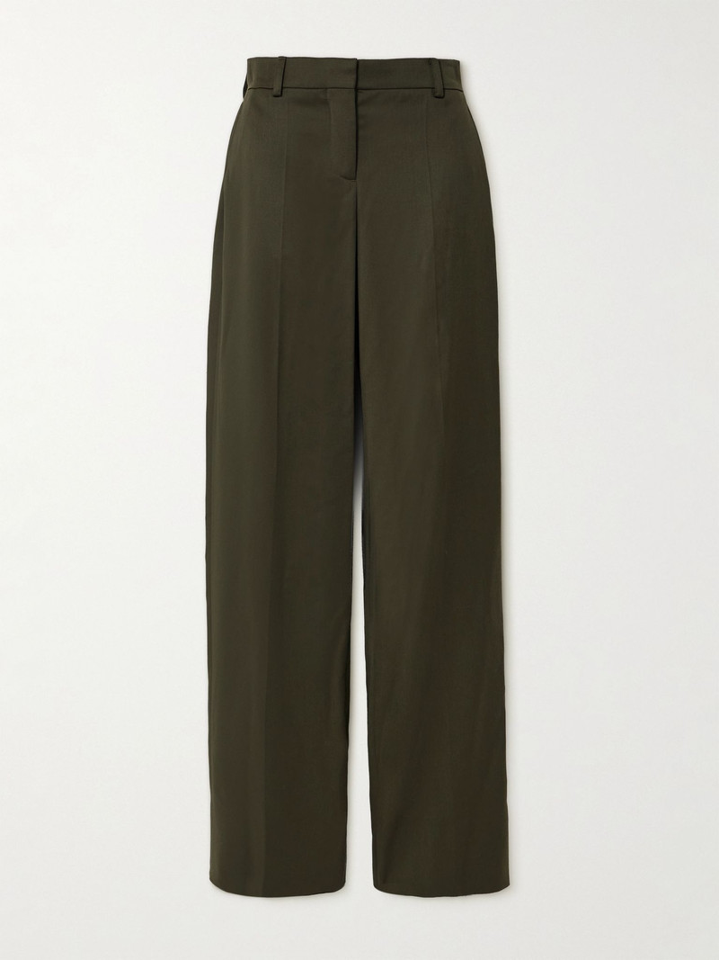 Wool wide-leg pants Army green 1