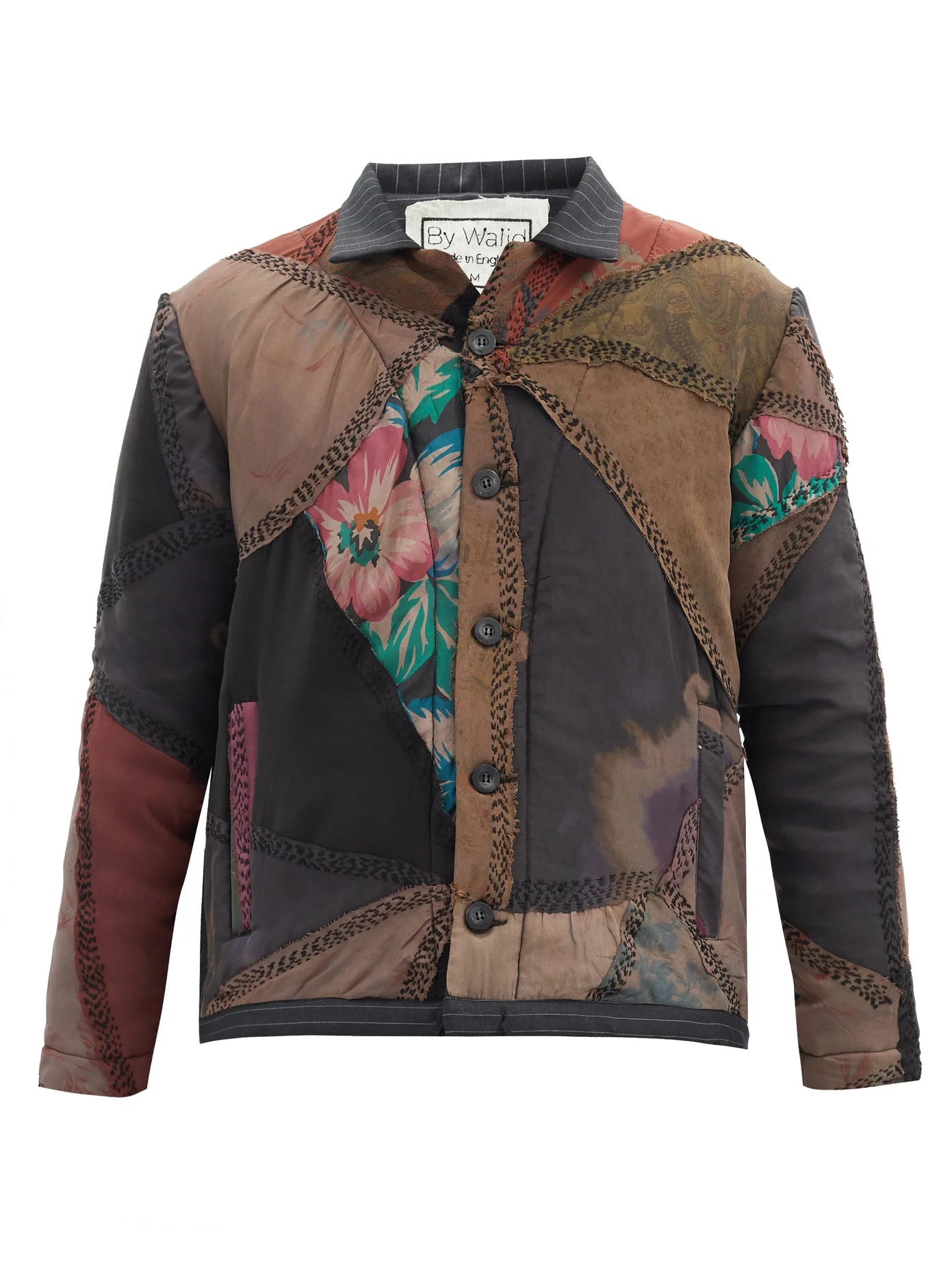 Jono upcycled silk and wool patchwork jacket - 1