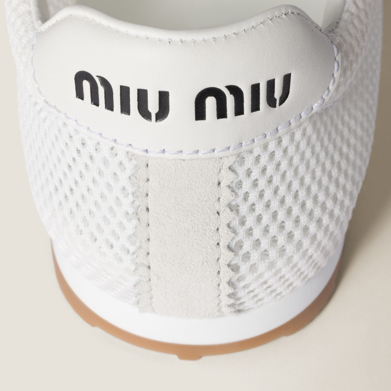 Miu Miu Plume mesh and suede sneakers outlook