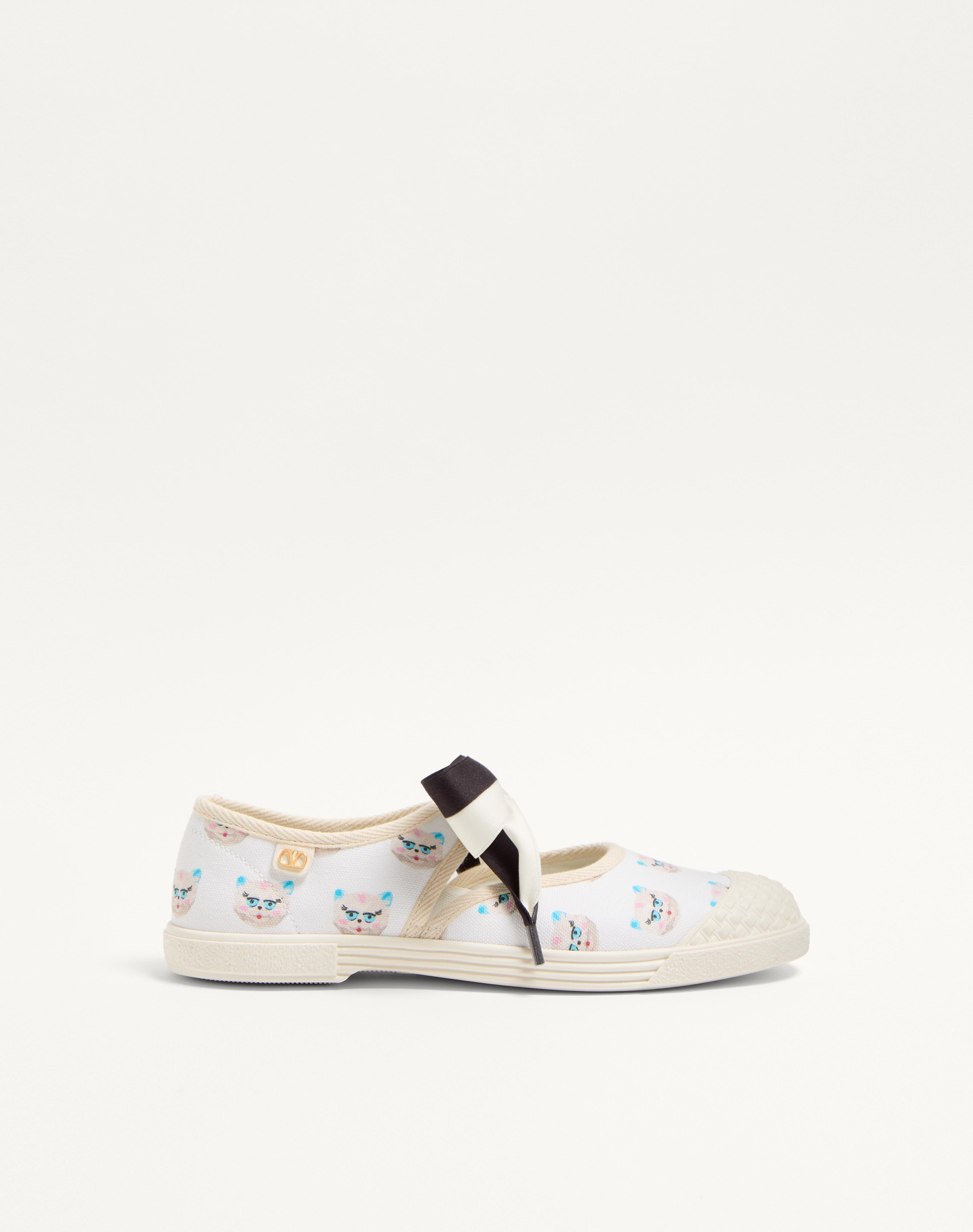 BAY BY BAY BALLERINA FABRIC SNEAKER WITH LE CHAT DE LA MAISON PRINT - 1