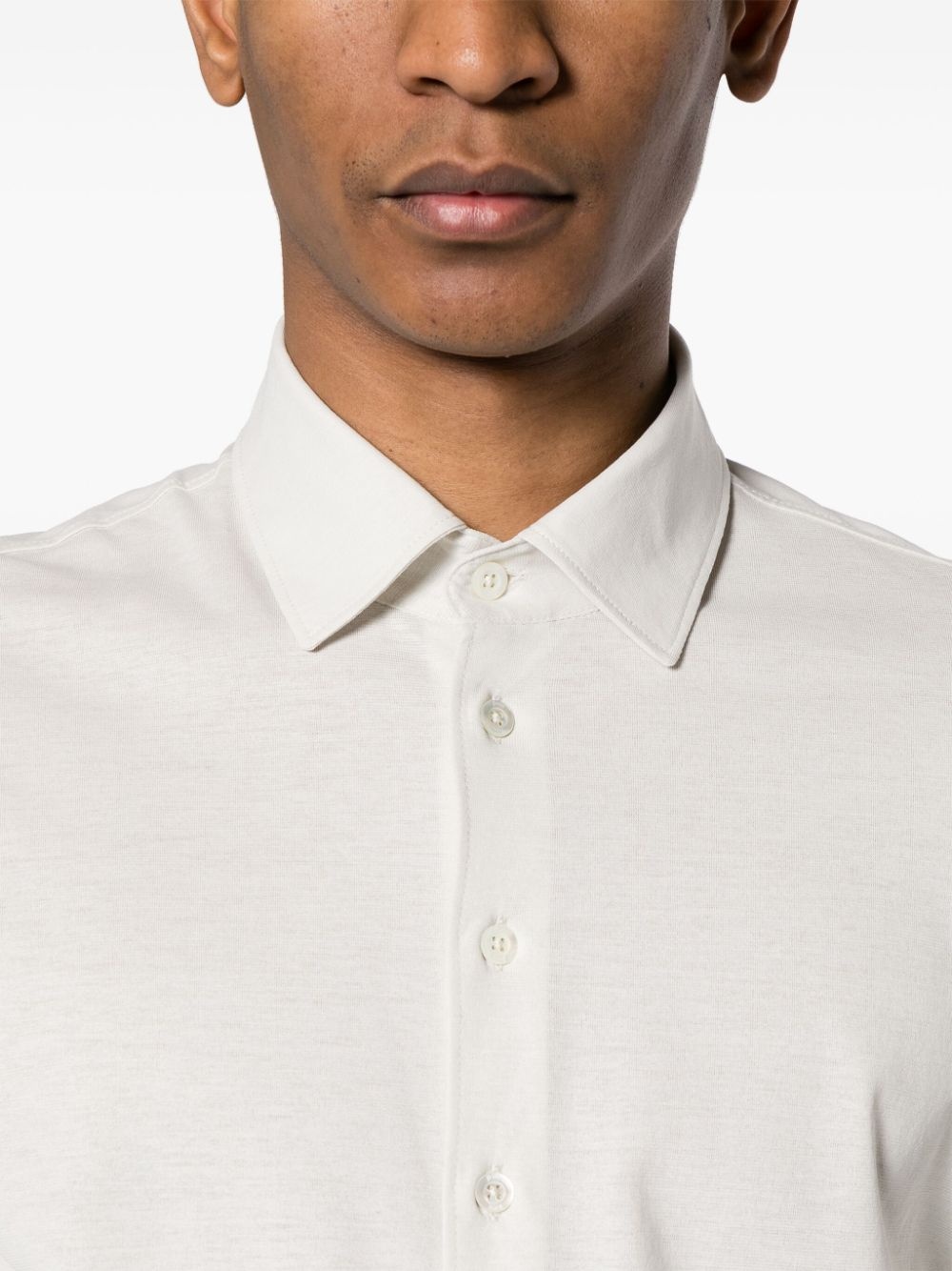 spread-collar cotton shirt - 5