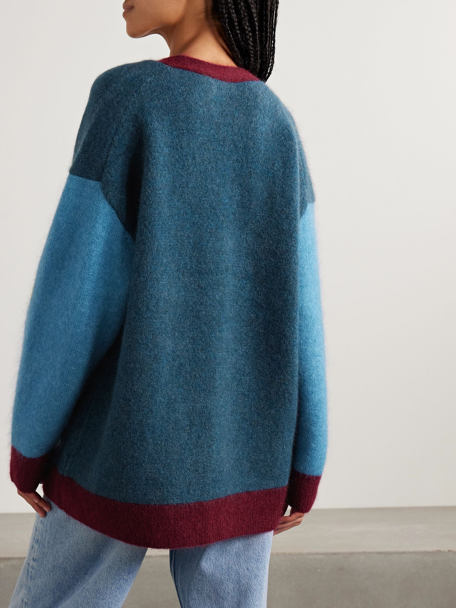 + Studio A Fredo oversized jacquard-knit cardigan Navy - 4