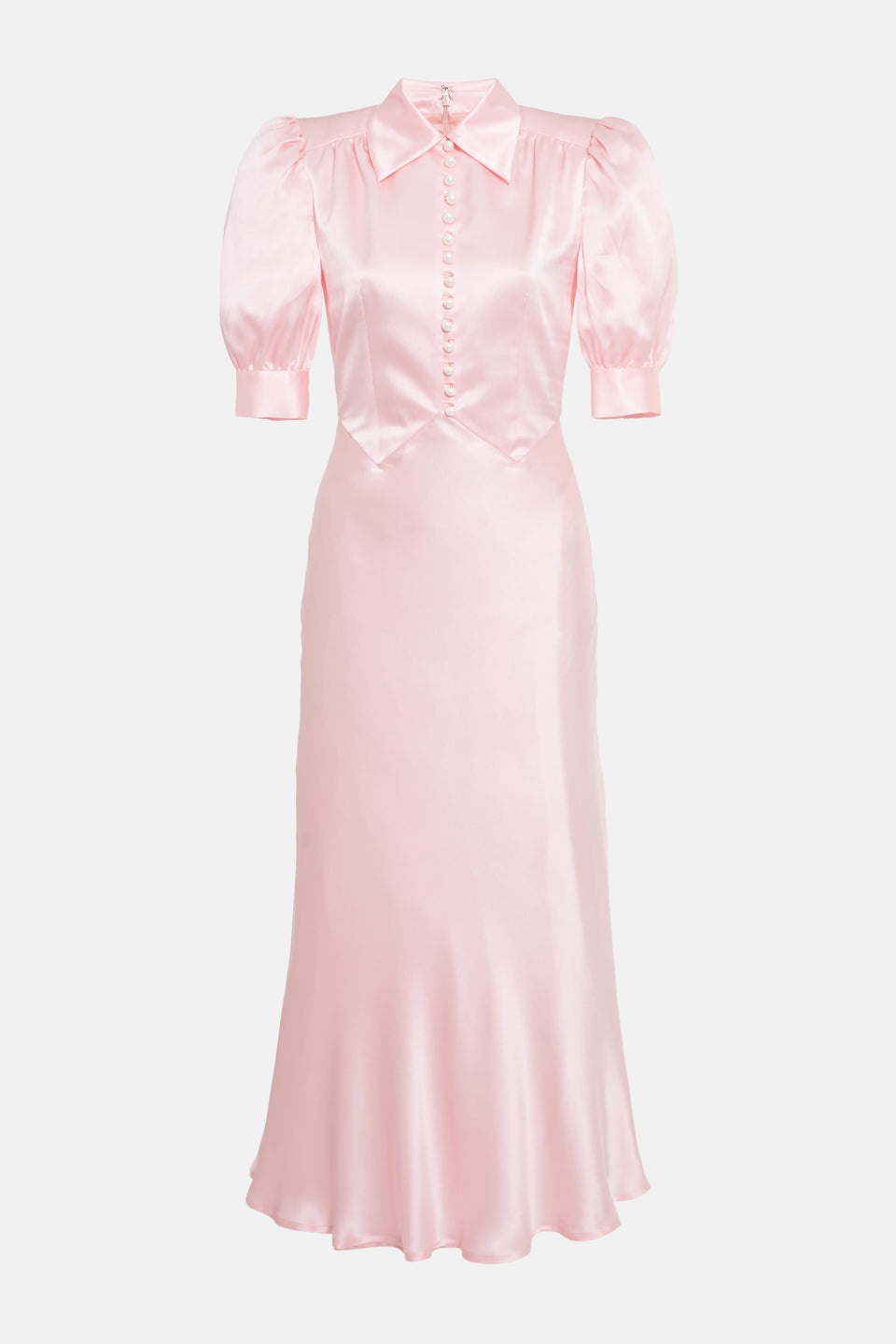 SILK SATIN DRESS WITH COLLAR AND BUTTONS - 1