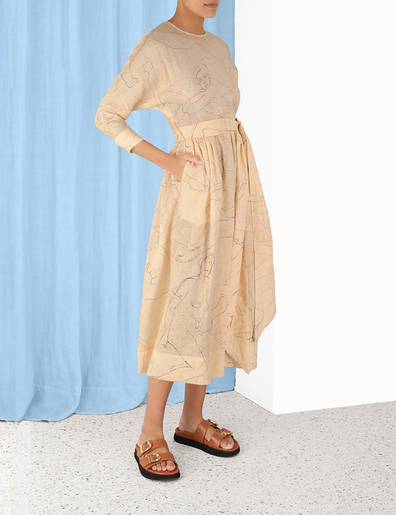 Zimmermann LUMINOSITY TIE MIDI DRESS - 8065DF231SKBP | REVERSIBLE