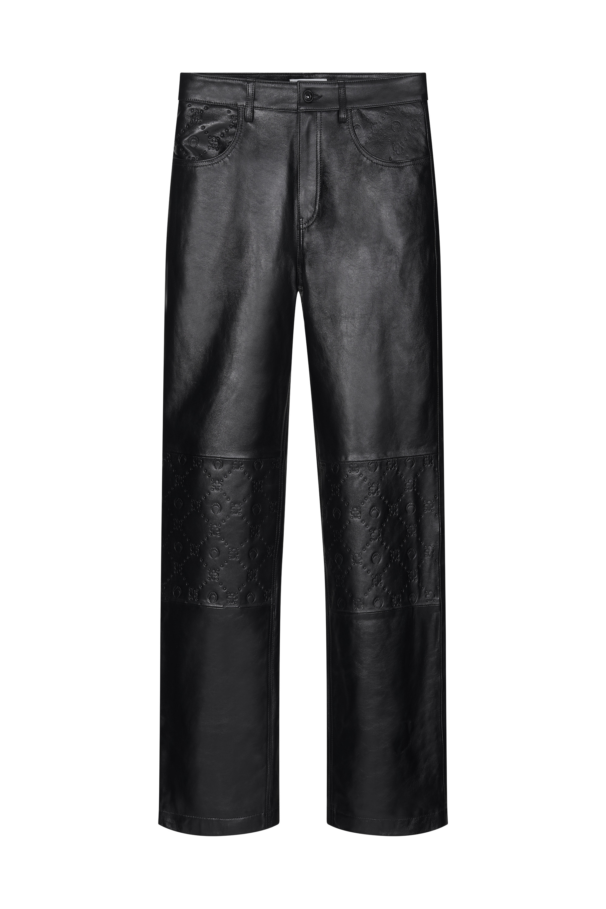 Moonogram Embossed Leather Wide Leg Pants - 1