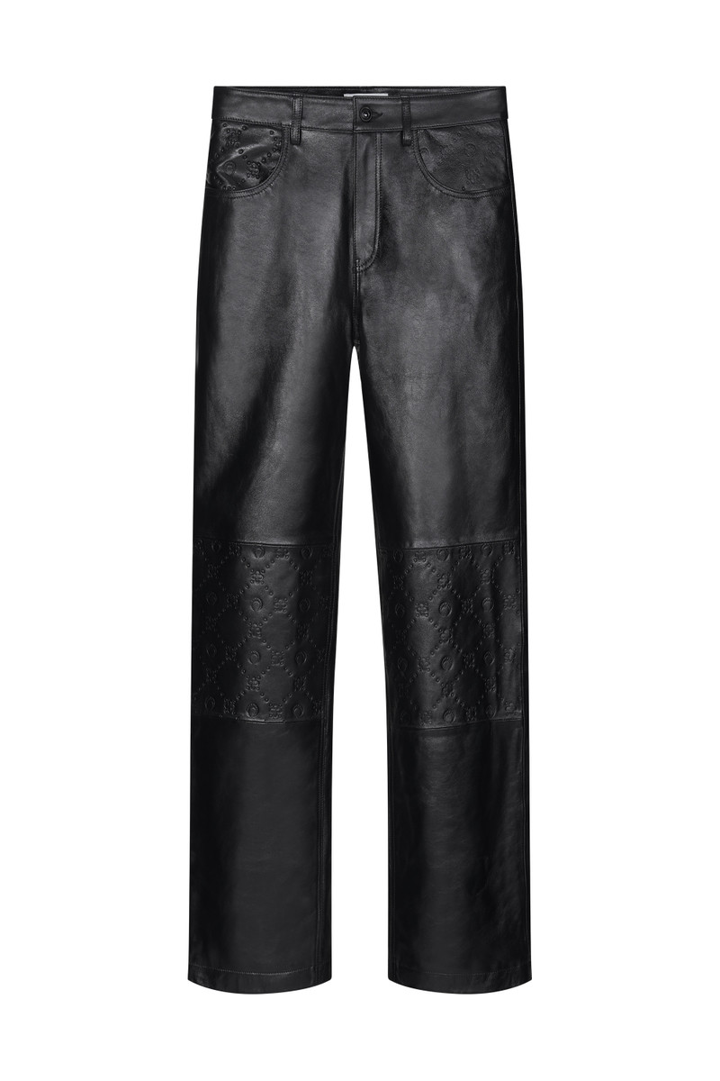 Moonogram Embossed Leather Wide Leg Pants 1