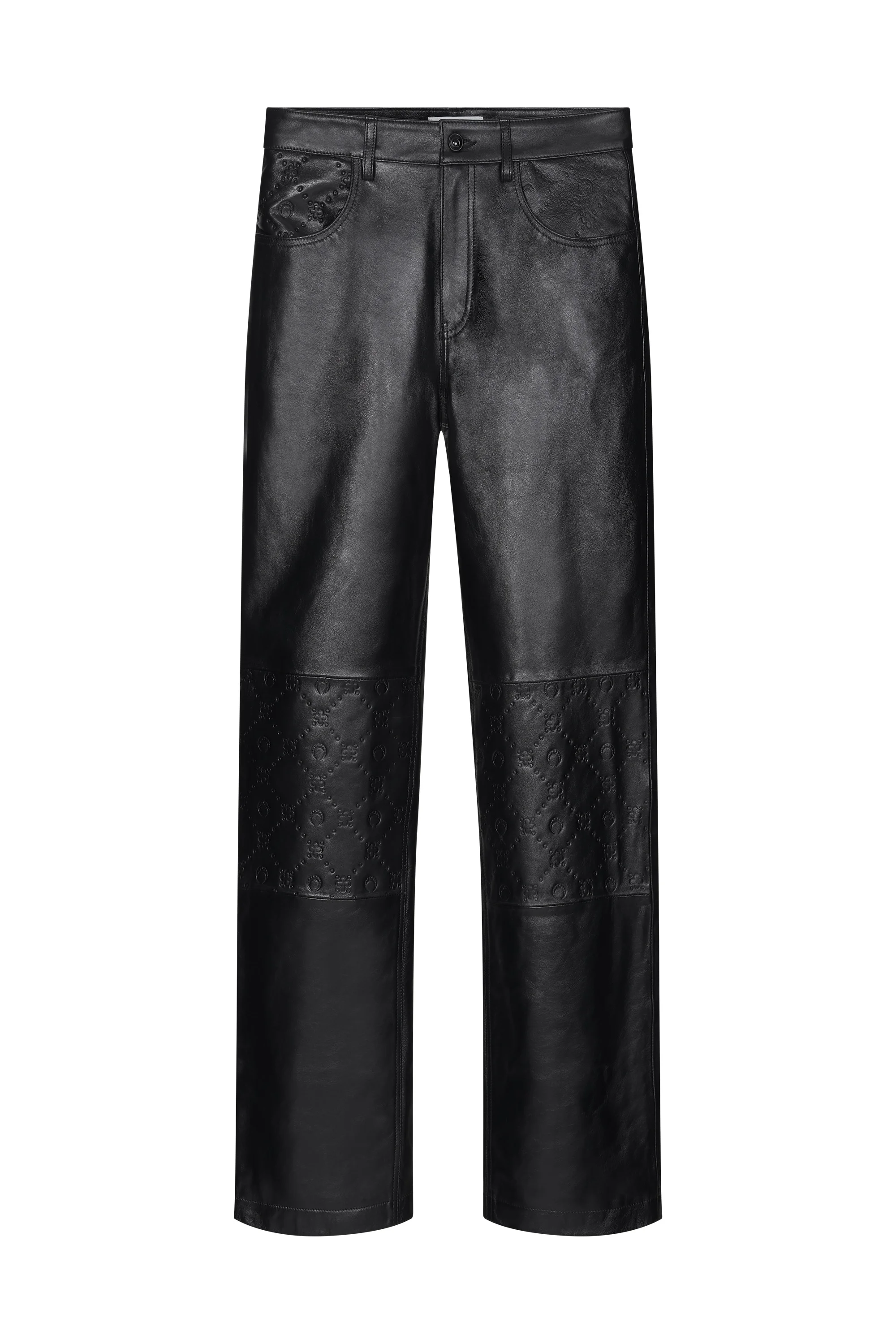 Moonogram Embossed Leather Wide Leg Pants - 1