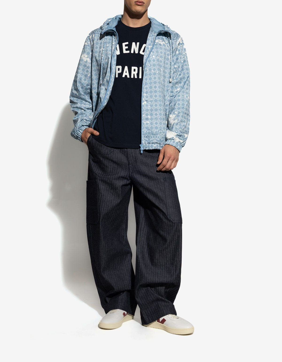 Amiri Blue Bleach Bandana Windbreaker Jacket - 4