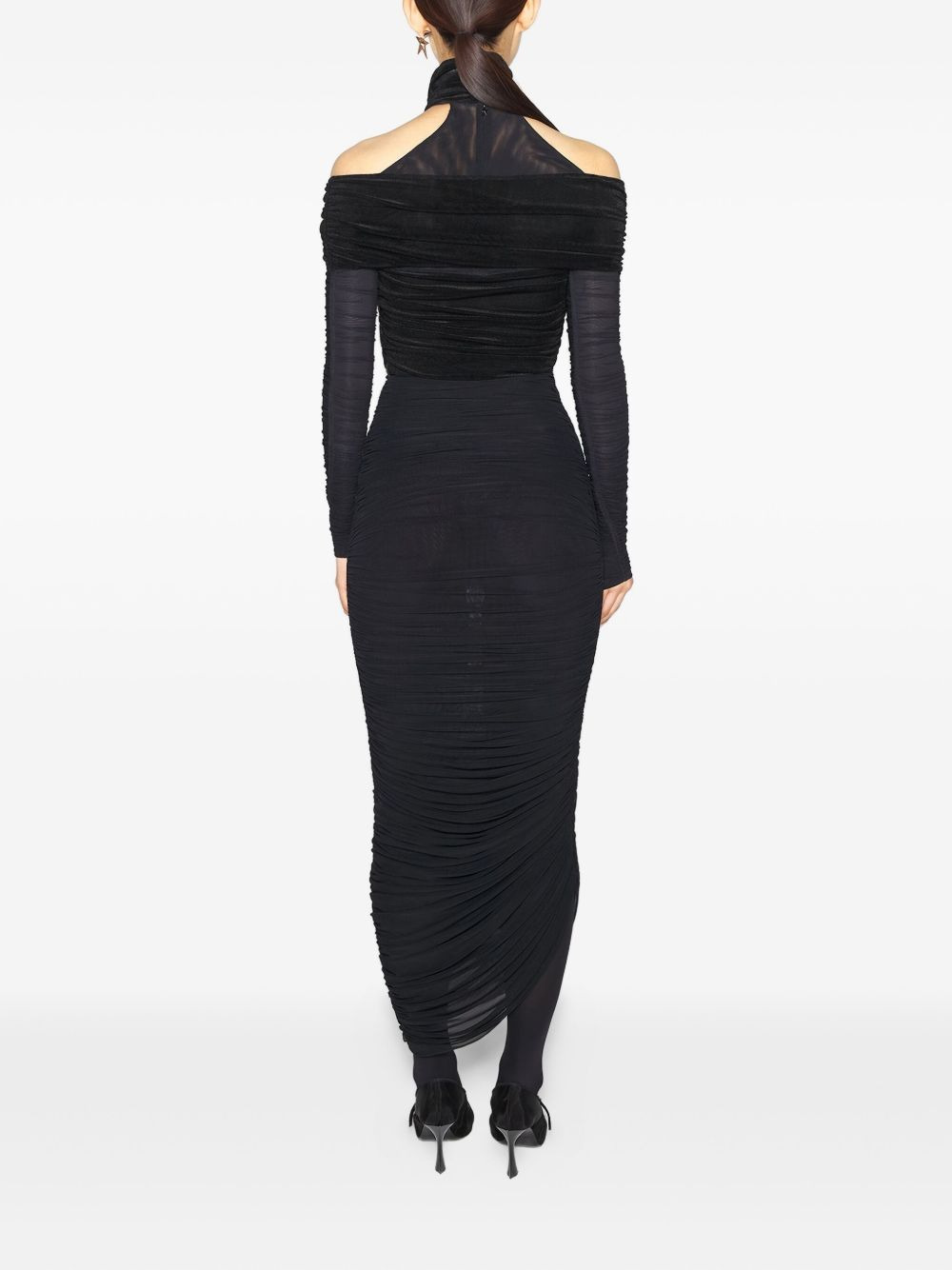 cross-neckline draped midi dress - 2