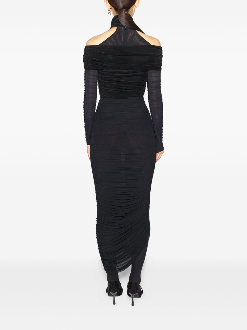 MUGLER cross-neckline draped midi dress outlook