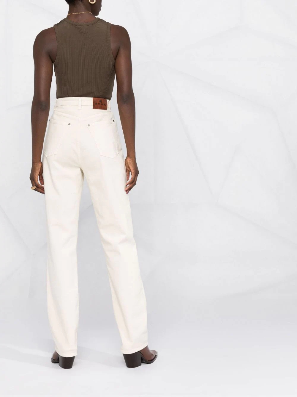 high-waisted straight leg jeans - 6