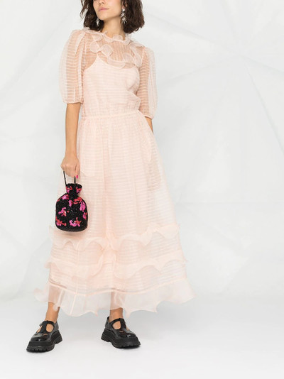 REDValentino ruffled sheer striped dress outlook