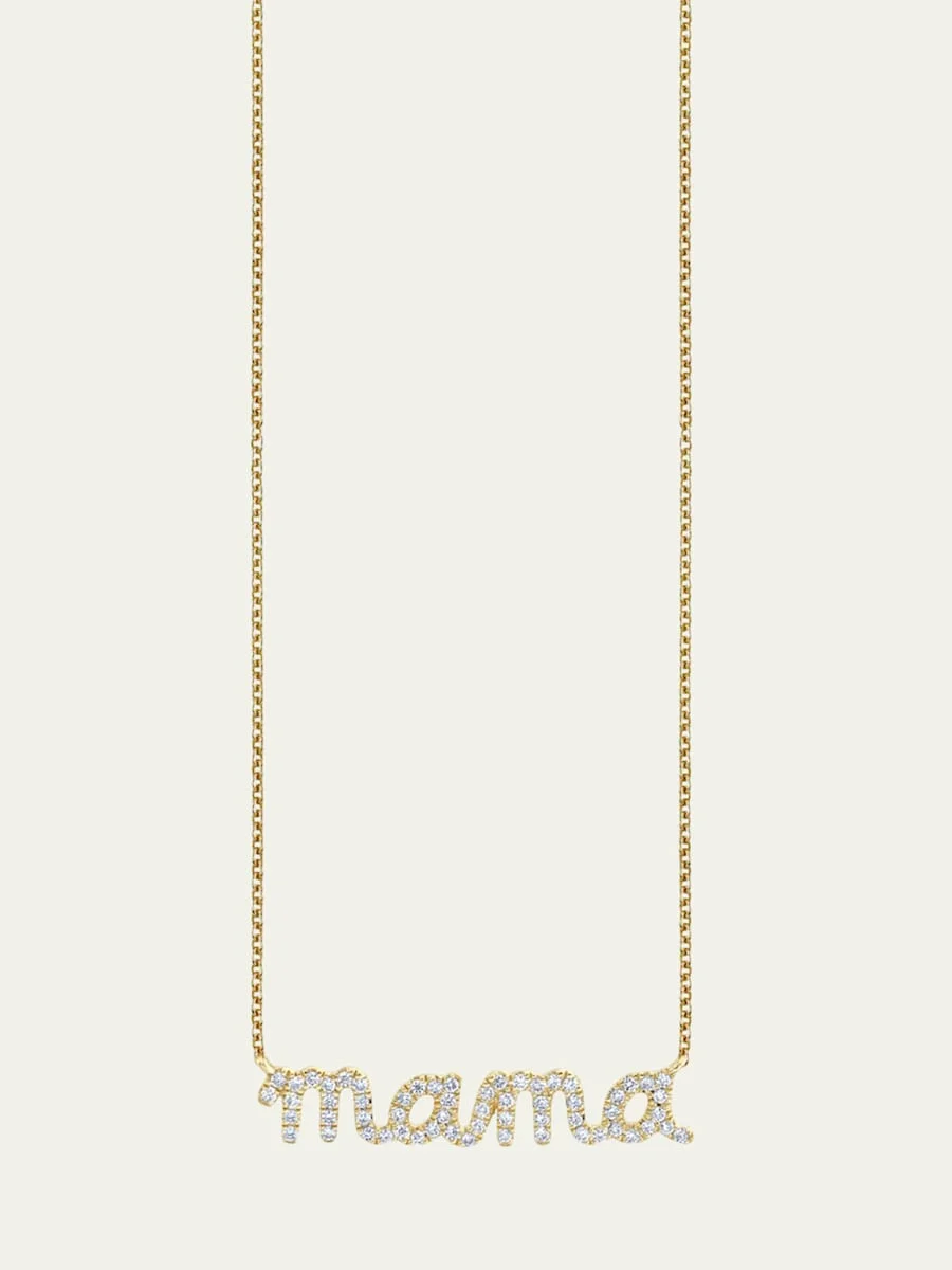 14k Diamond Mama Script Necklace - 1