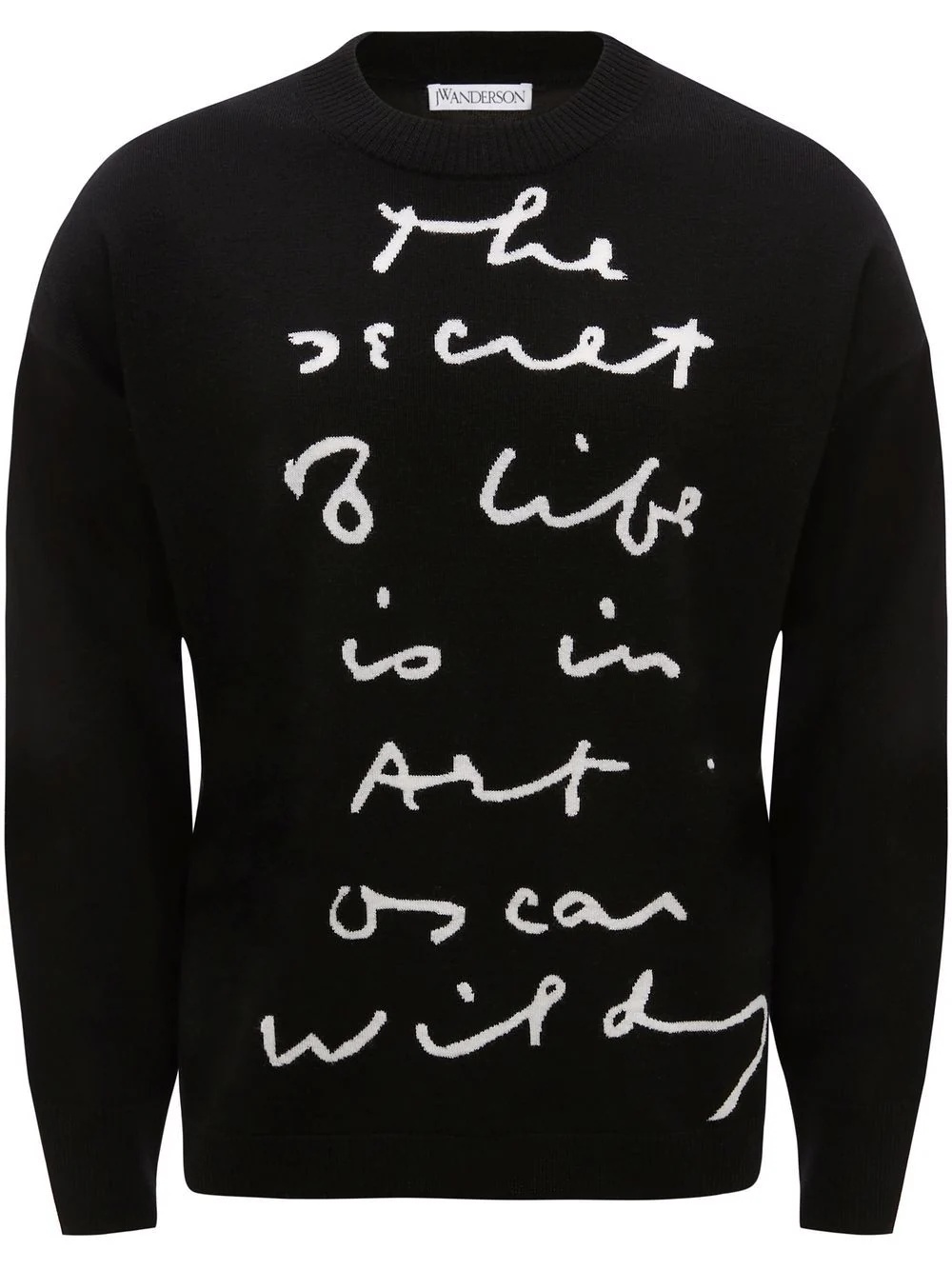 intarsia-quote wool jumper - 1