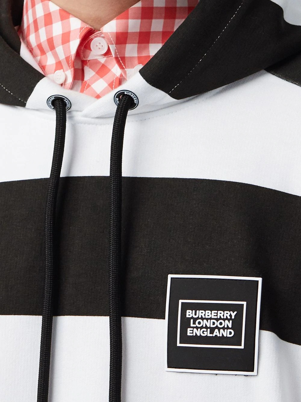 printed logo striped hoodie - 5