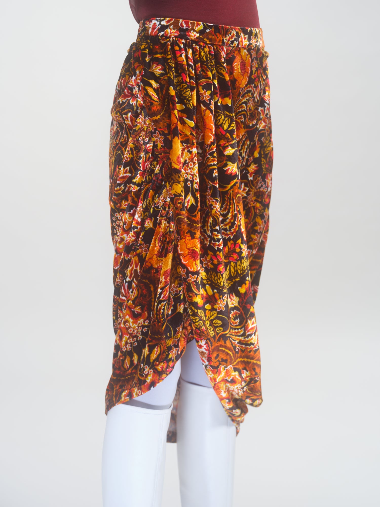 PRINTED DRAPED SKIRT - 6