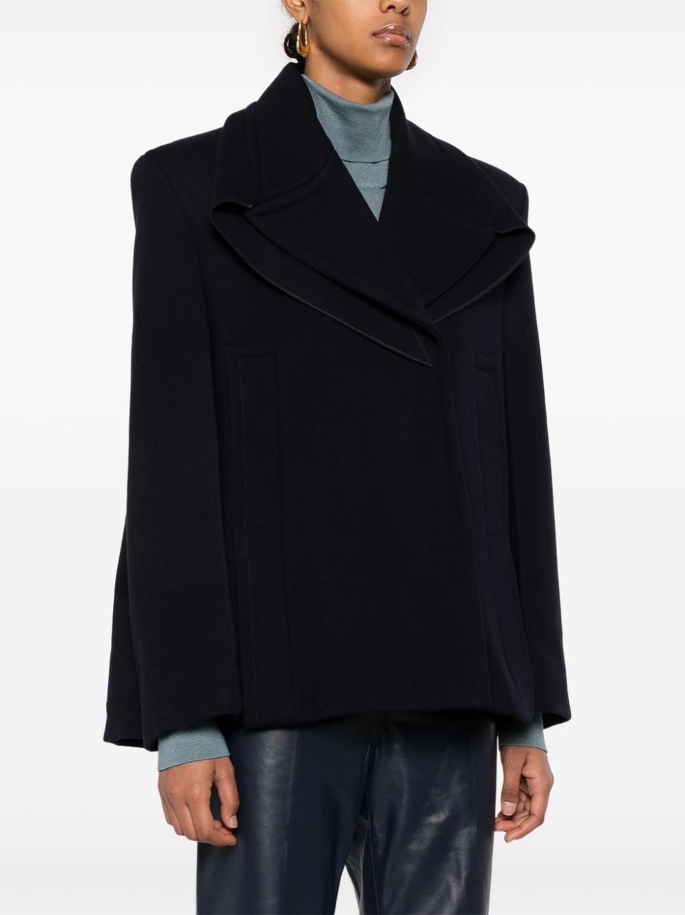 pointed-shoulder peacoat - 3
