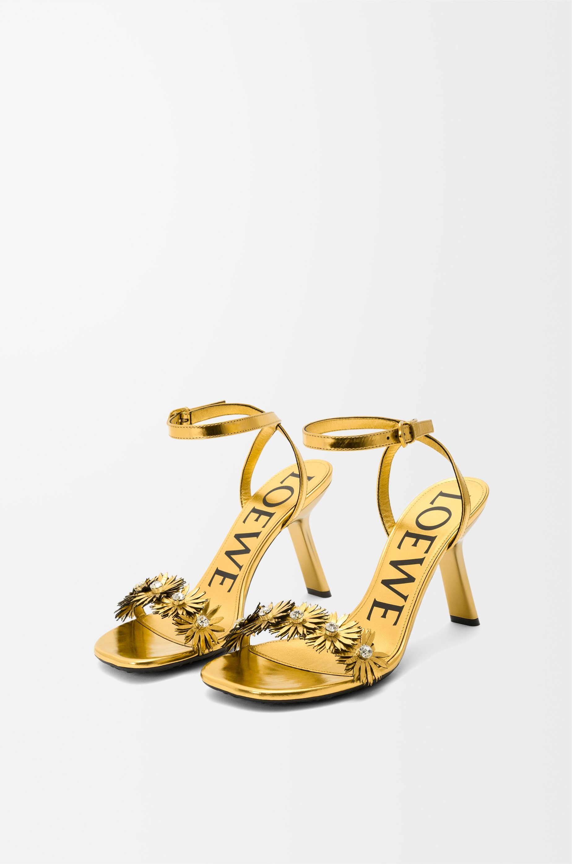 Petal Flower sandal in calfskin and crystals - 3