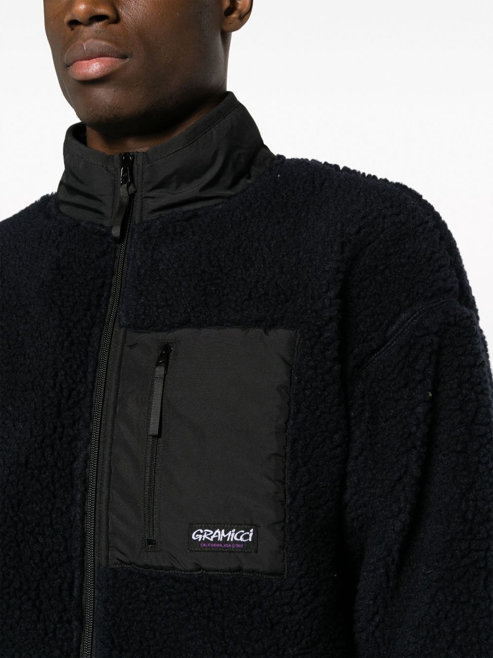 logo-patch fleece jacket - 6