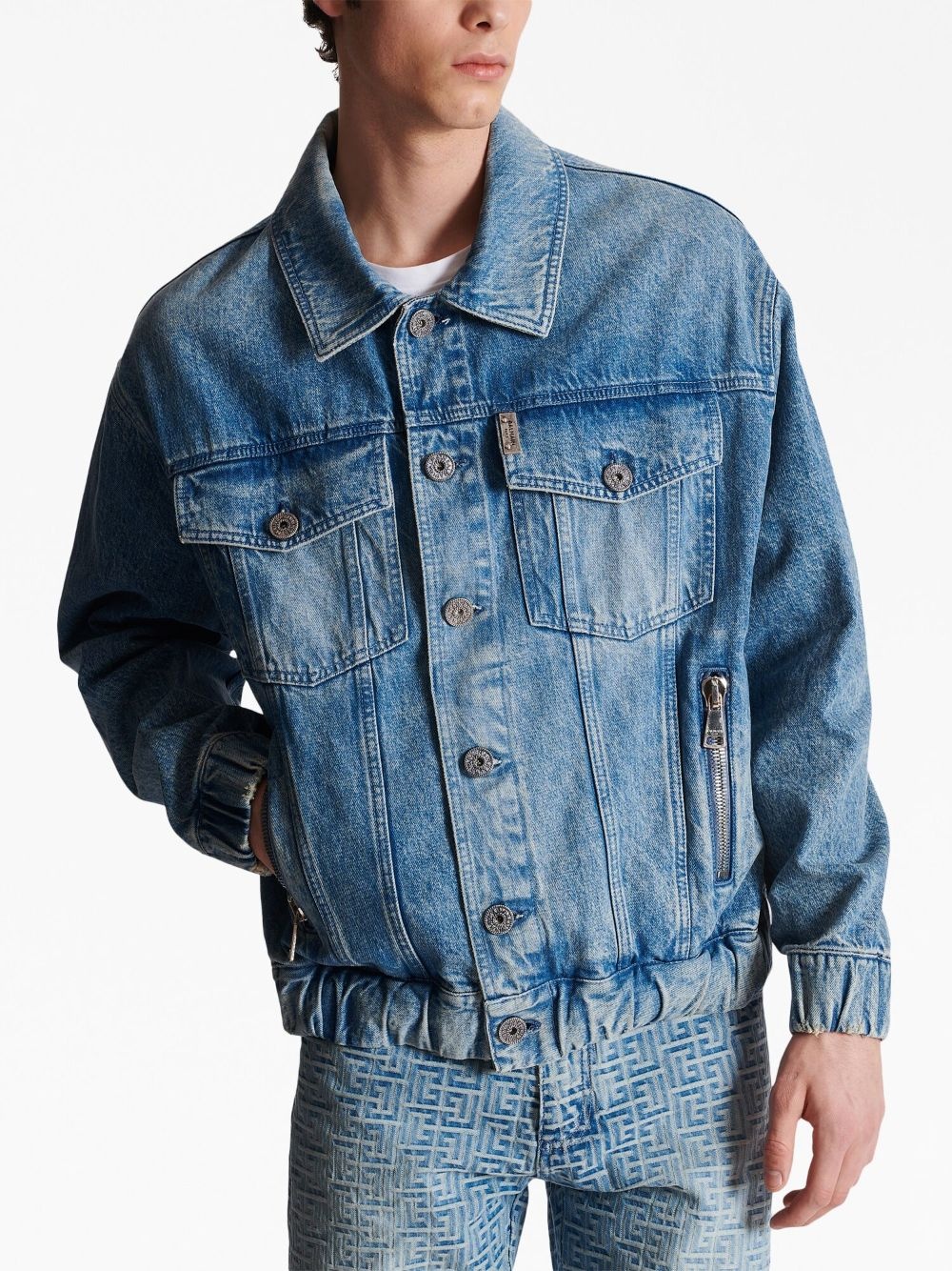 70s logo-patch denim jacket - 5