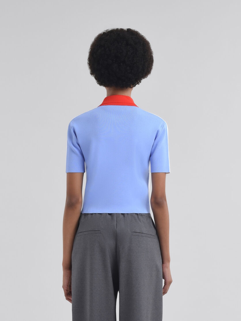 WHITE TECHNICAL VISCOSE POLO WITH CONTRASTING BACK PANEL - 3