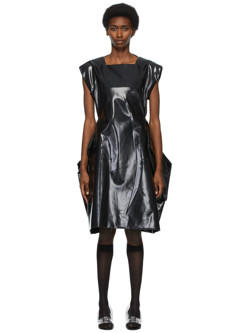 Comme Des Garçons Black Gabardine Poly Laminated Dress outlook