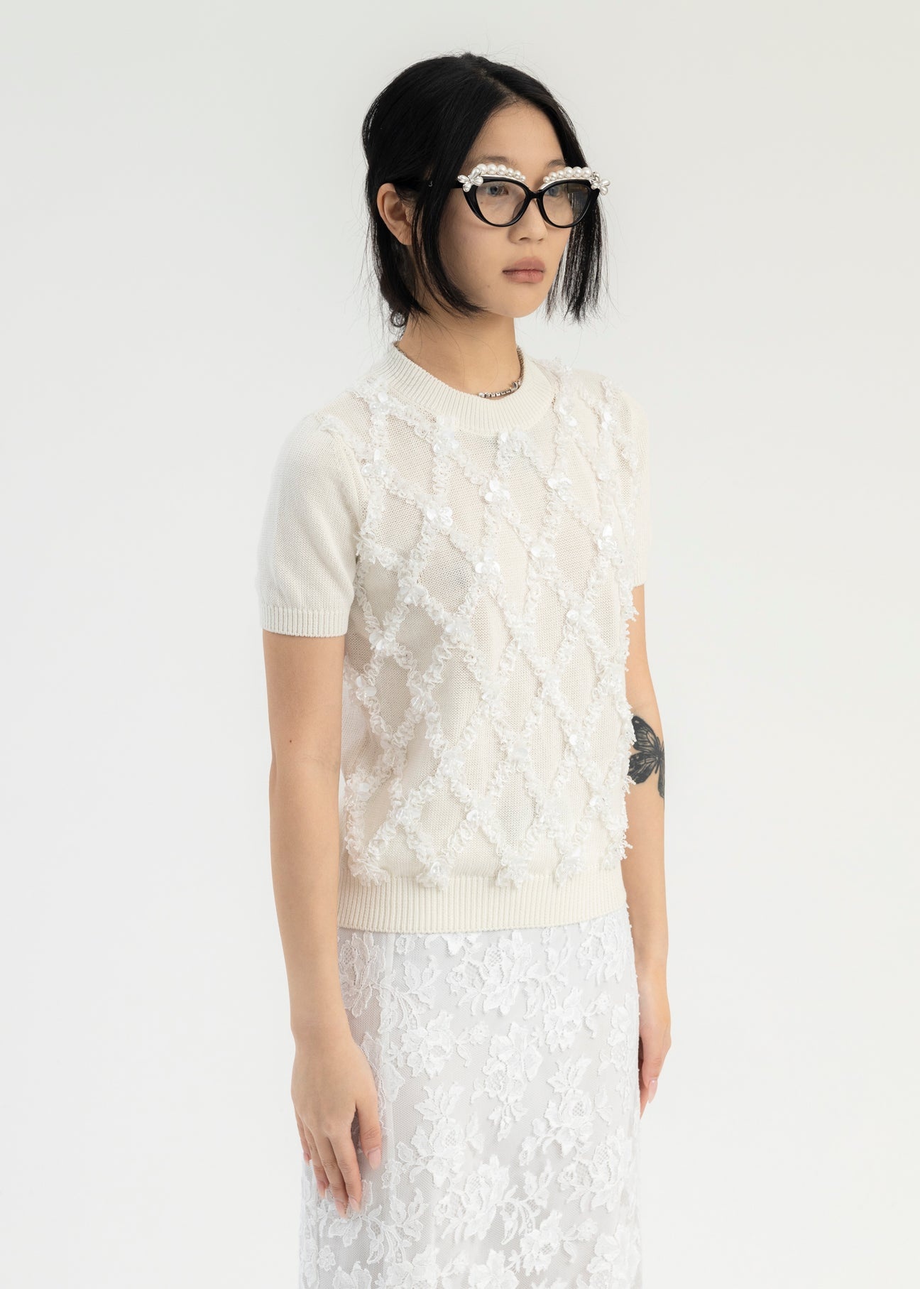 White Crew Neck Kit Top - 2