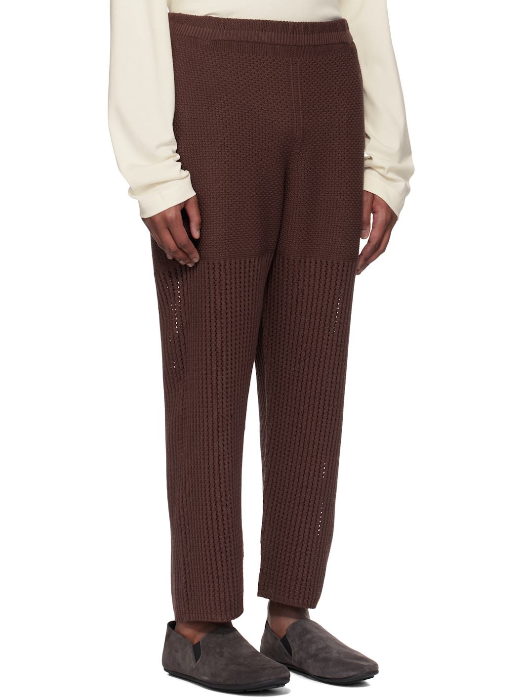 Brown Rustic Knit Sweatpants - 2