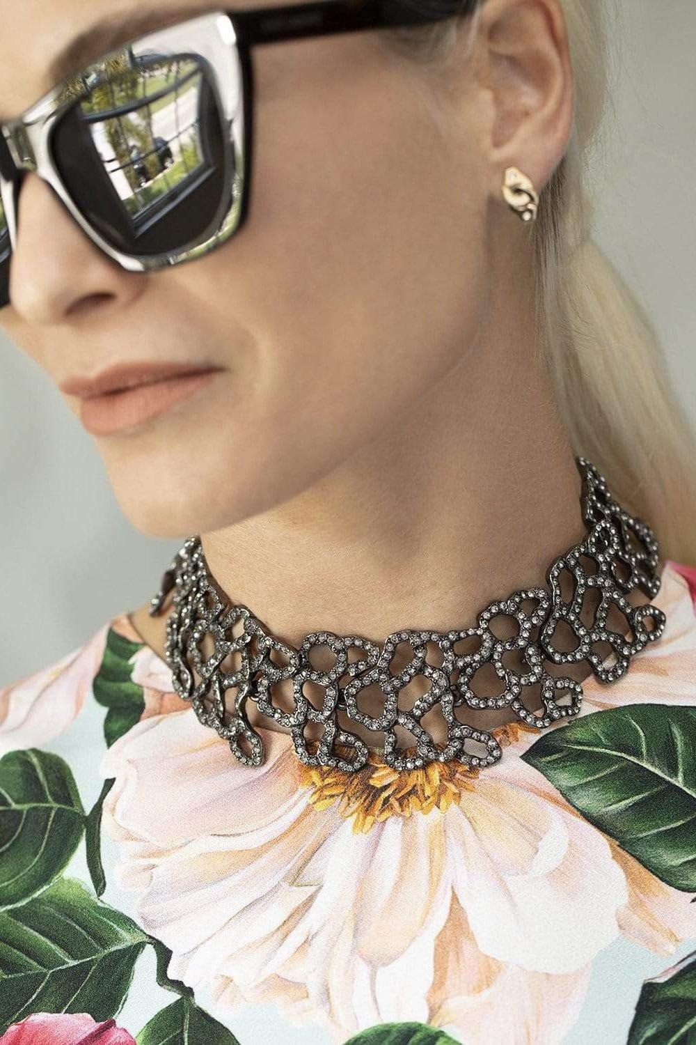 Taffeta Bow On Pave Choker - 2