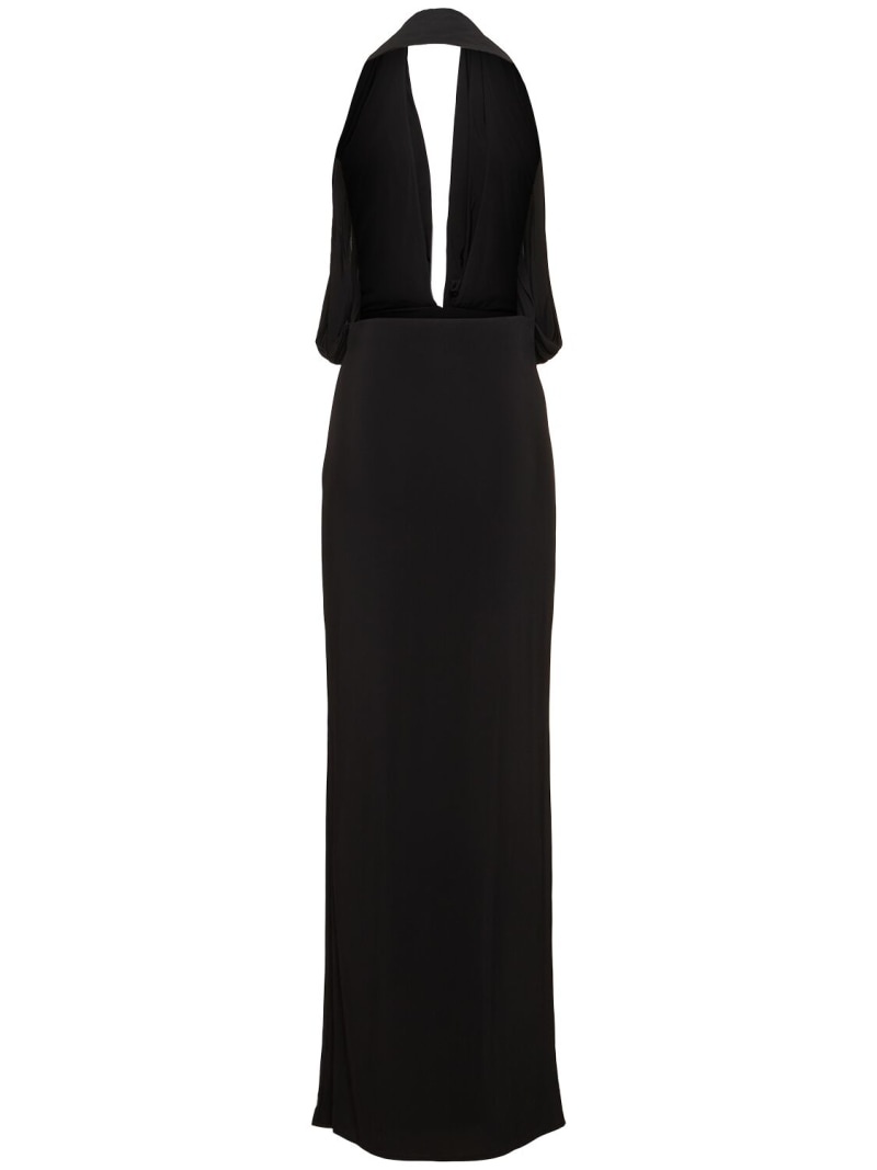 Halter neck jersey long dress - 3