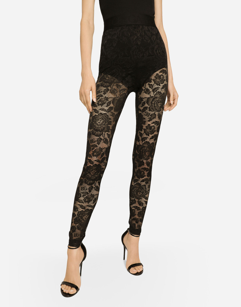 Floral lace-stitch leggings 4