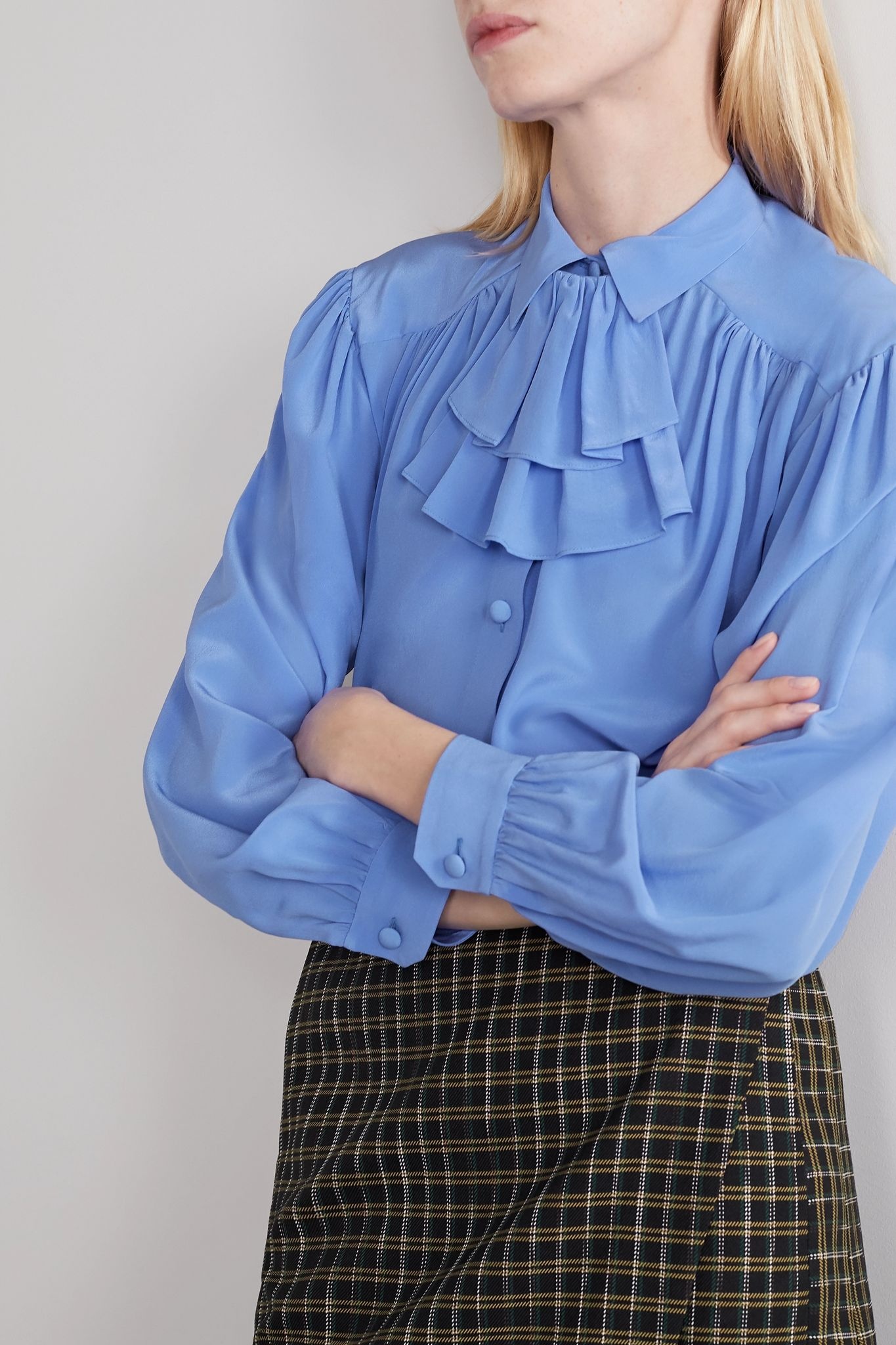 Ruffled silk crepe de chine shirt - 3