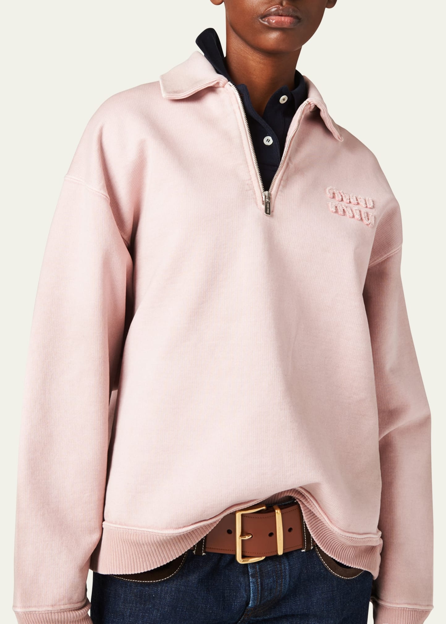 herlipto　Embroidery Polo Sweatshirt herlipto スウェット ピンク （Embroidery Polo Sweatshirt）