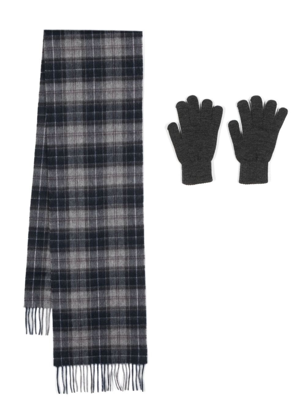 knitted wool scarf-gloves set - 1