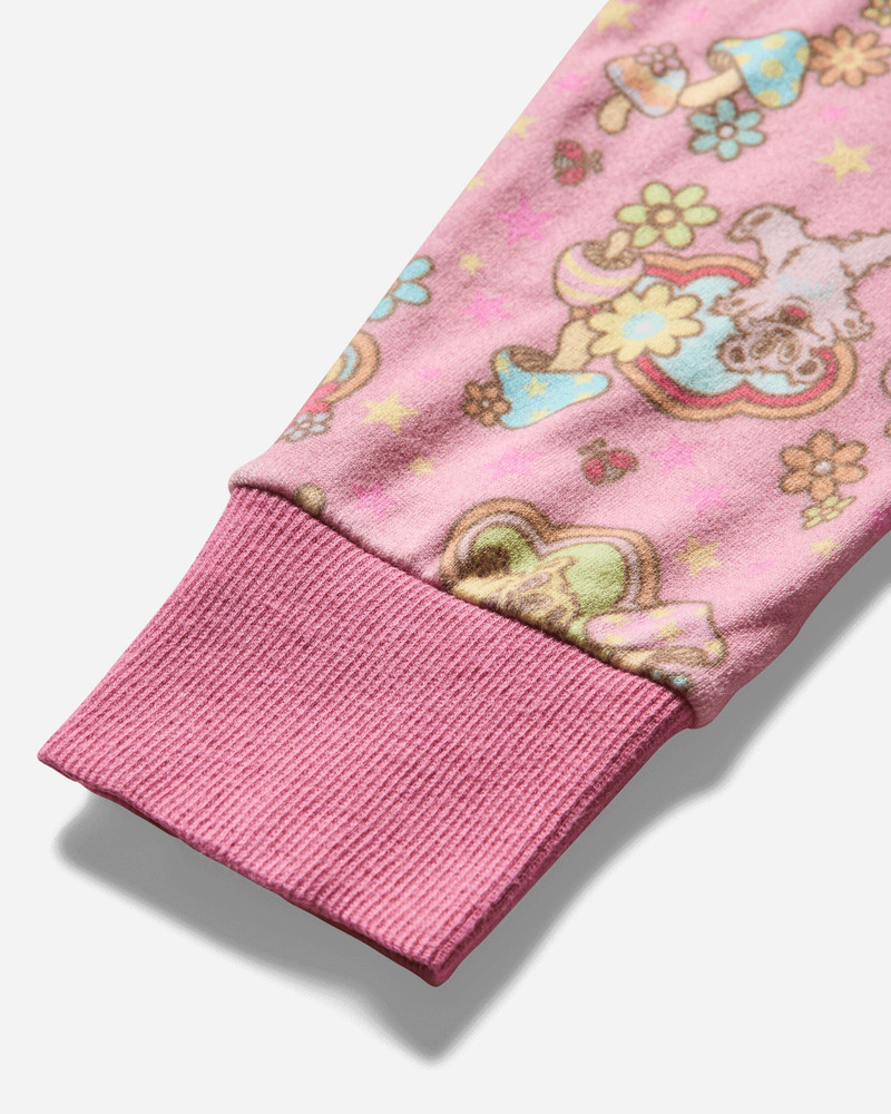 Women's Fire Bear Dream Pattern Zip Hoodie Pink 4