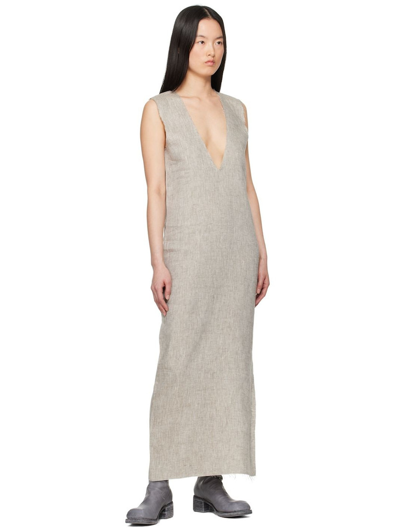 GABRIELA COLL GARMENTS Gray No.61 Linen V-Neck Midi thatDress outlook