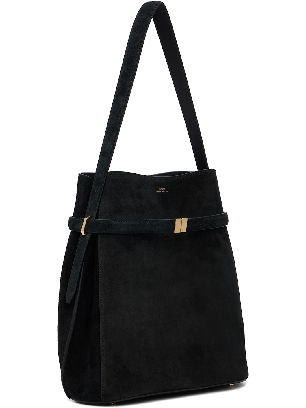 Black Belted Suede Bucket Bag - 2