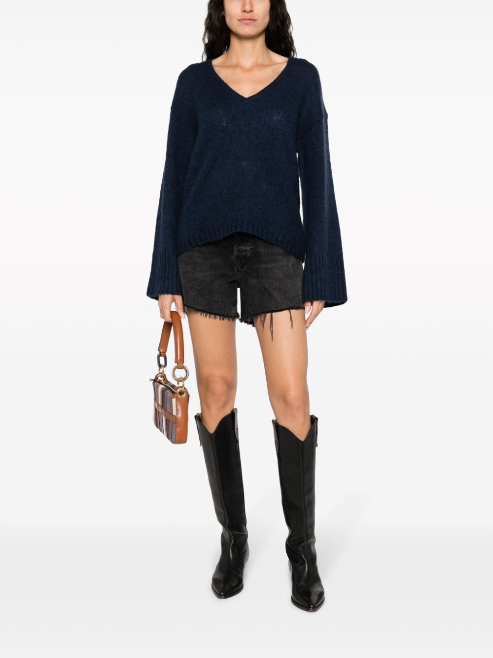 V-neck drop-shoulder jumper - 2