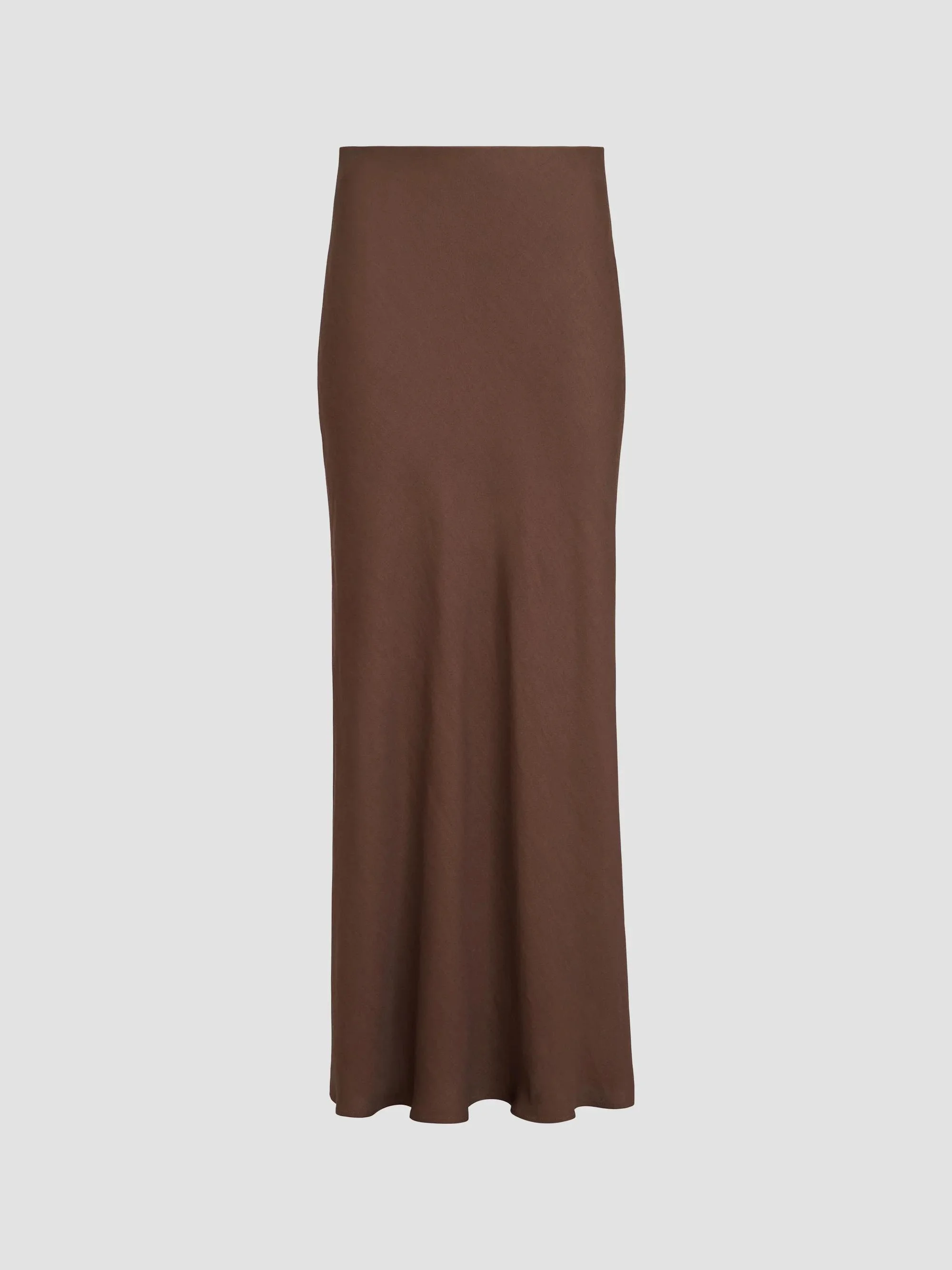 Women's Viscose and Linen Twill Fluid Bias-Cut Skirt - Cocoa - 1