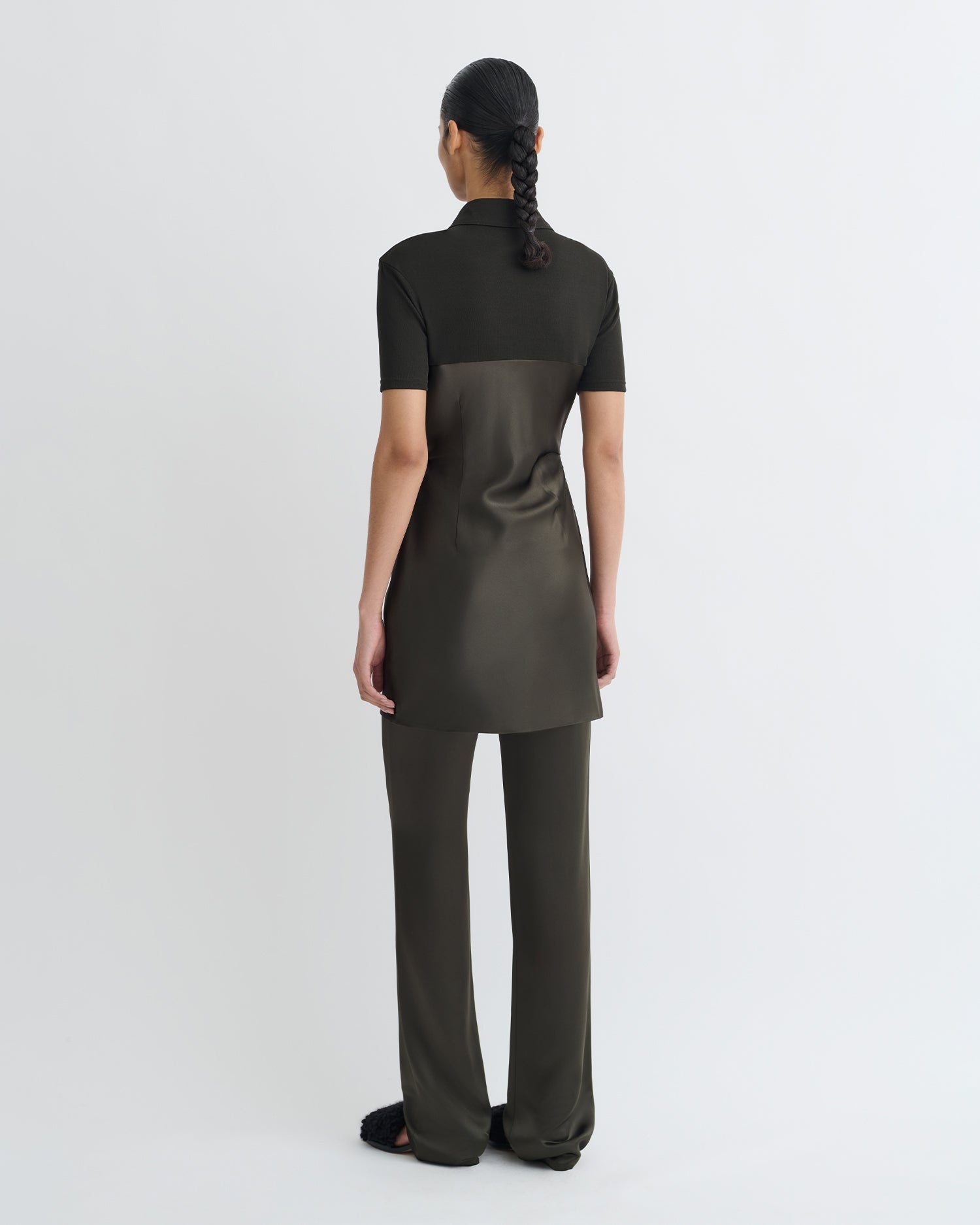 Mesh Jersey and Slip Satin Mini Dress - 3